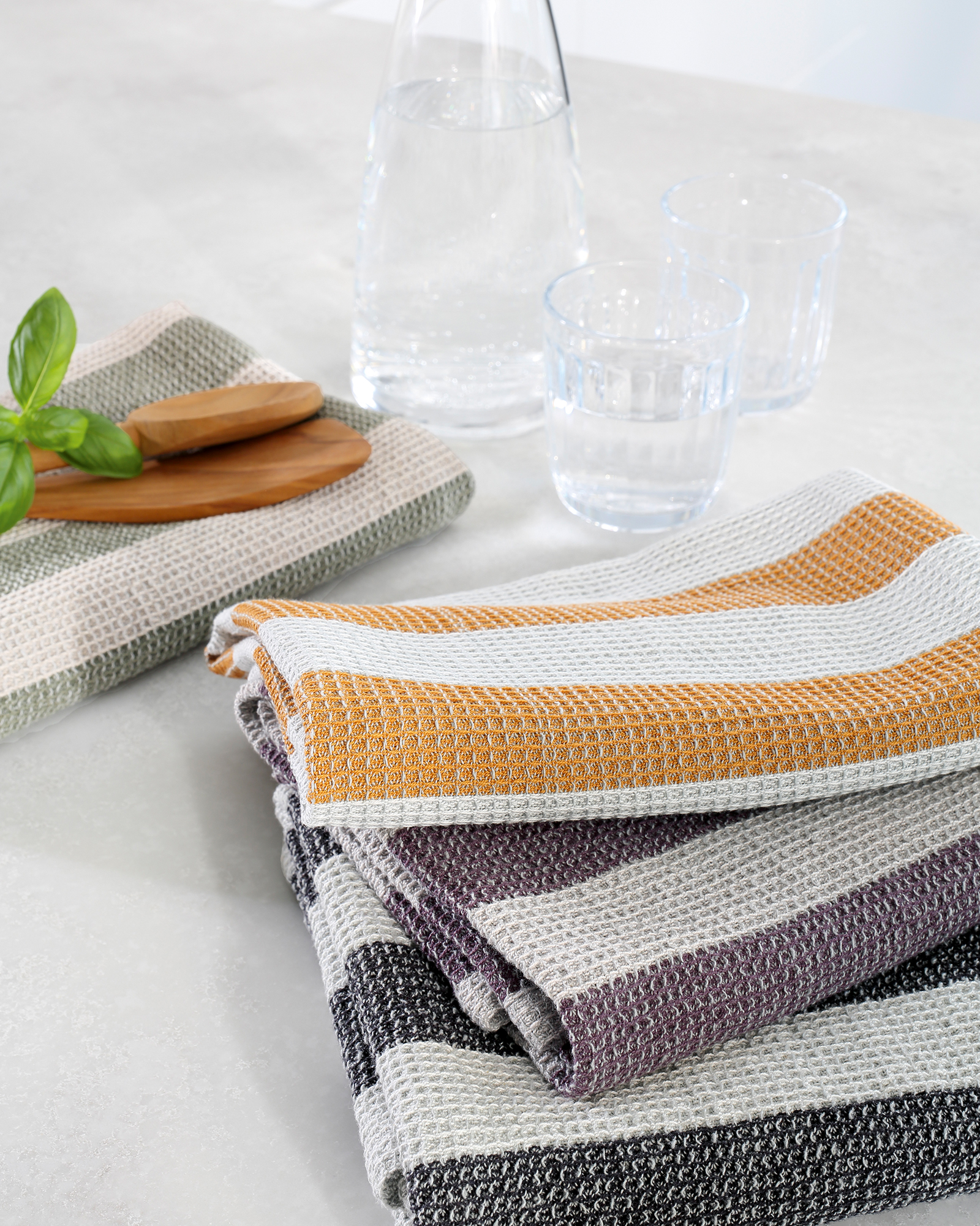 Cawö Küchenhandtücher Cuisine Piqué 536 plum/platin - 87 - 50x70 cm