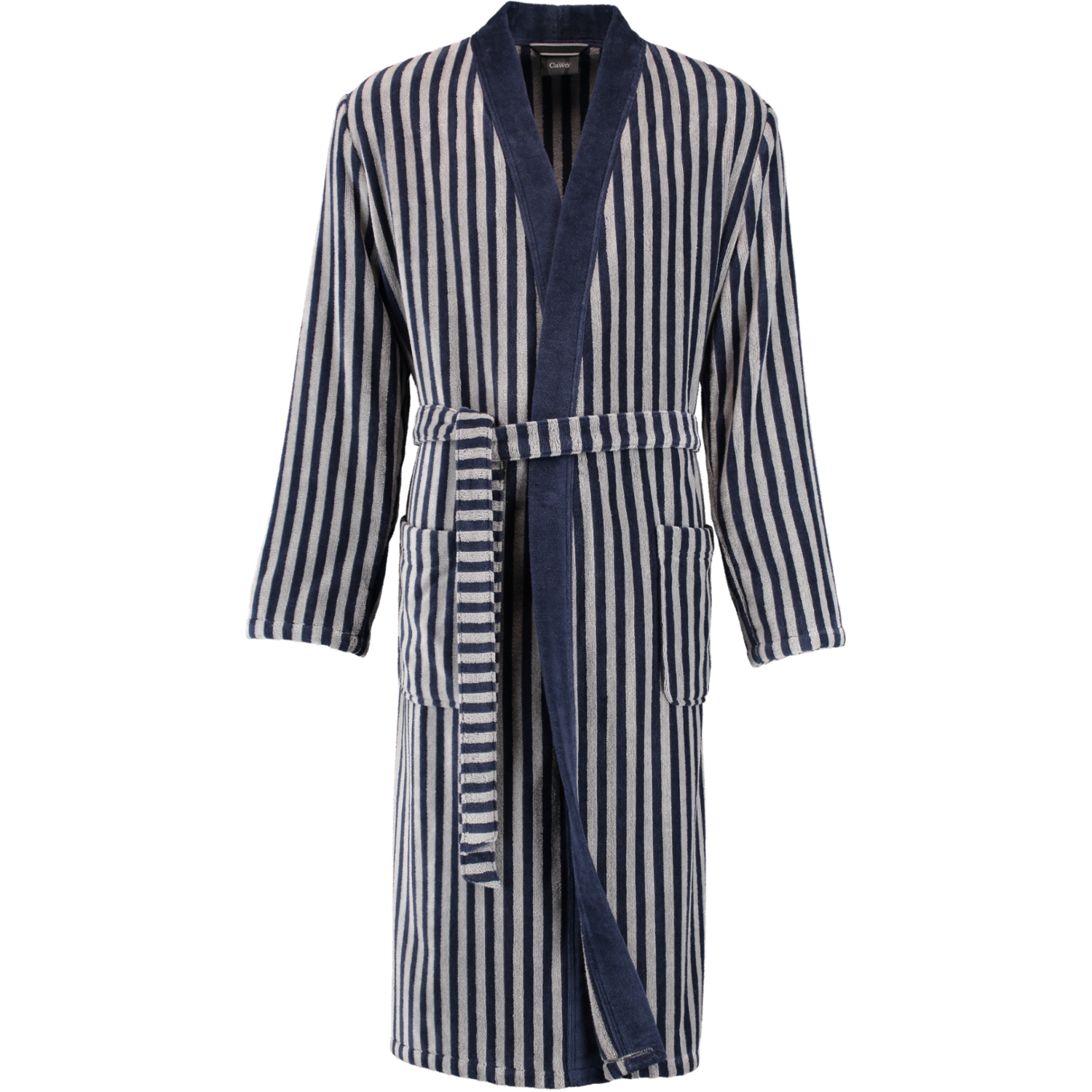 Cawö Bademäntel Herren Kimono Streifen 3833 blau-graphit - 17