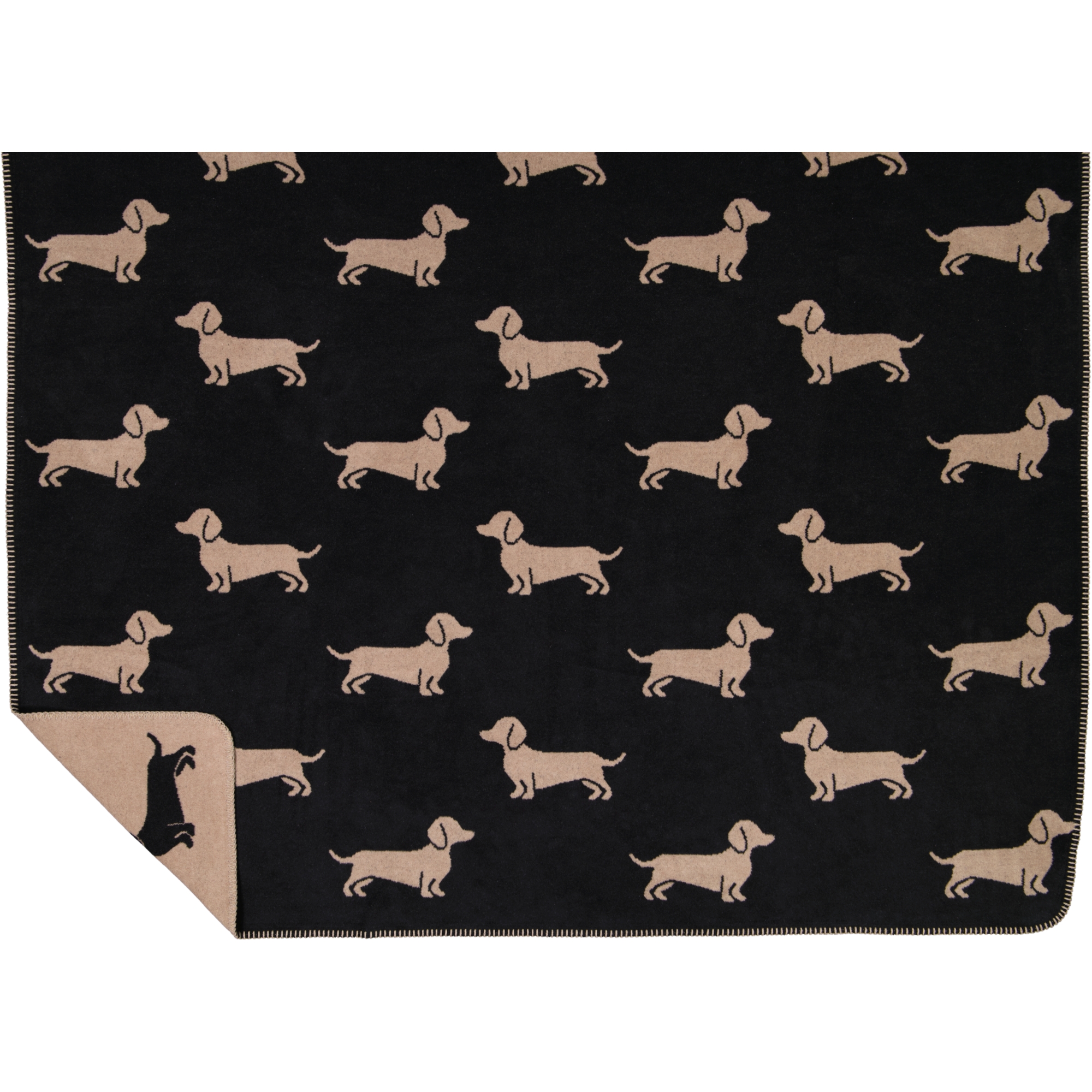 Cawö Wohndecken WE LOVE DOGS 62460 schwarz/beige - 93 - 150x200 cm