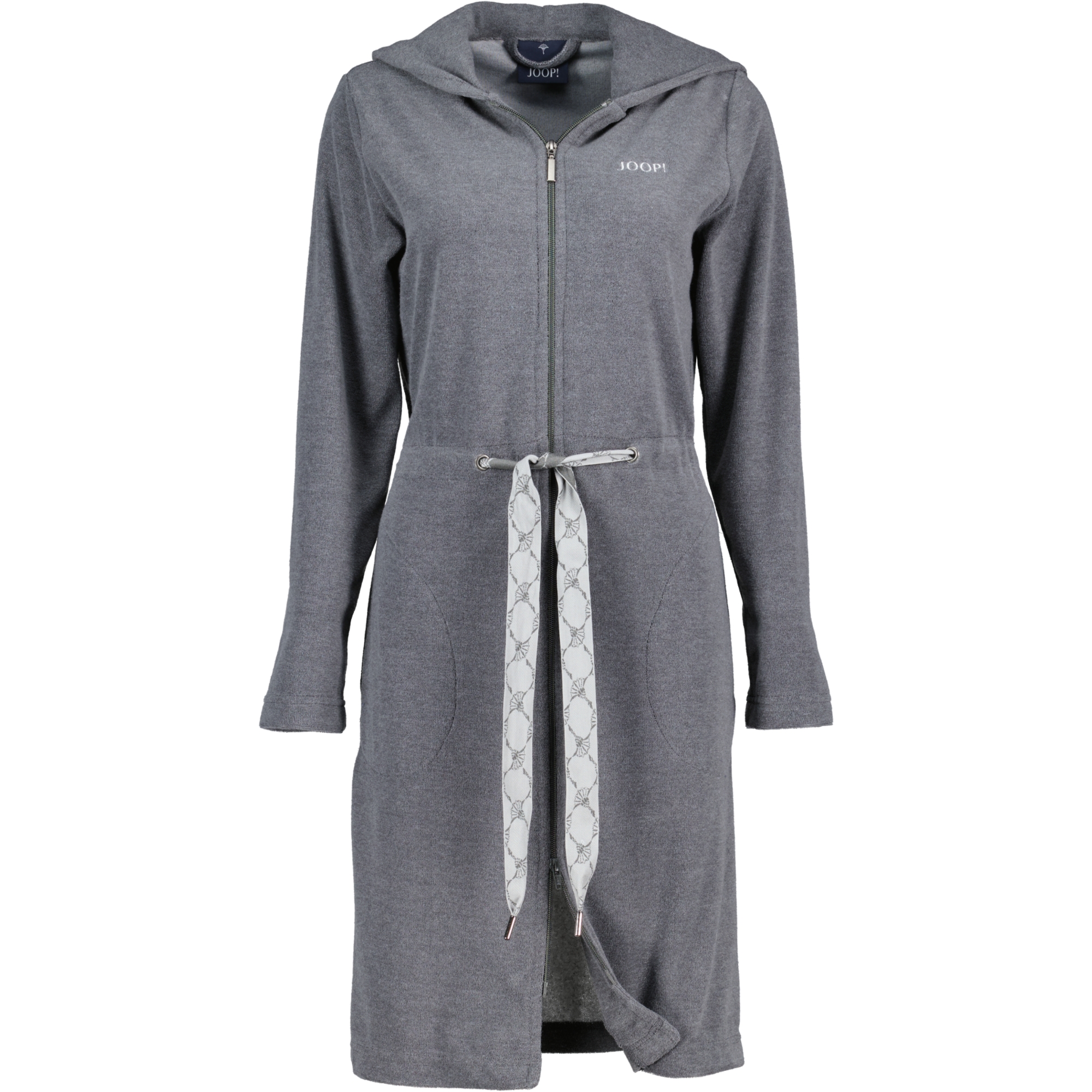 JOOP Active Damen Bademantel Kapuze kurz 1659 - Farbe: Anthrazit - 77 - L