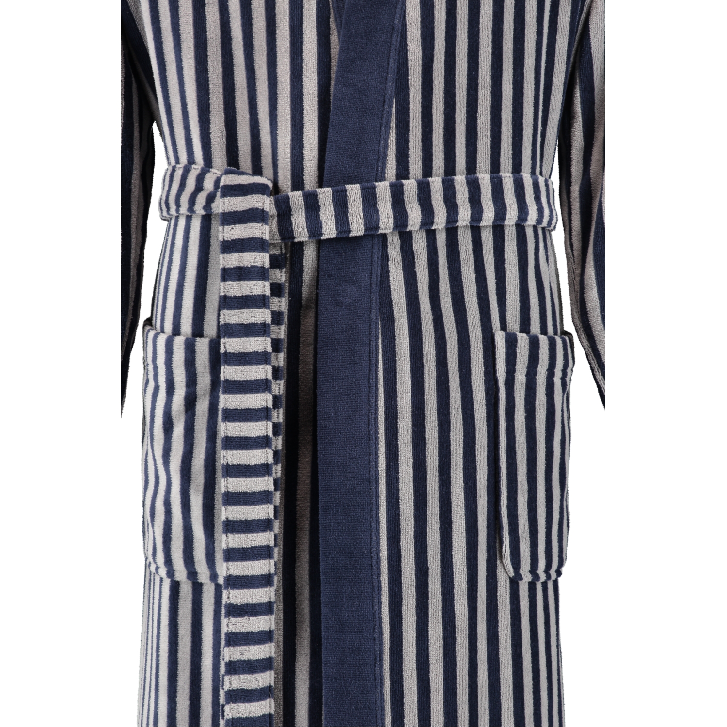 Cawö Bademäntel Herren Kimono Streifen 3833 blau-graphit - 17