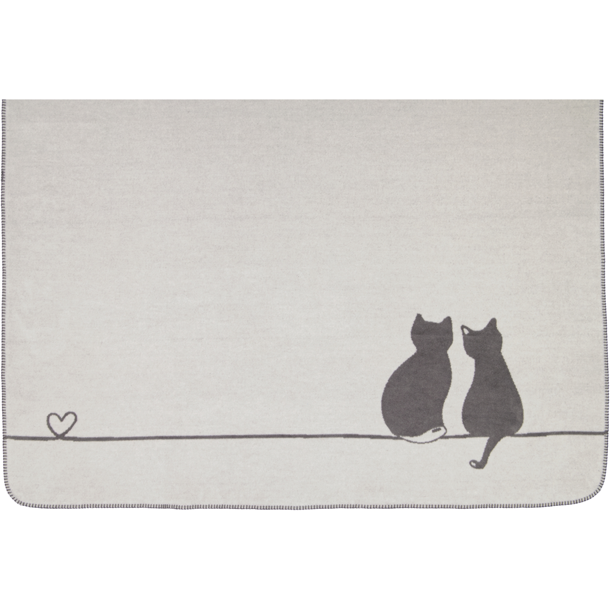 Cawö Wohndecken CUTE CATS EDITION You & Me 62630 stein/anthrazit - 70 - 150x200 cm