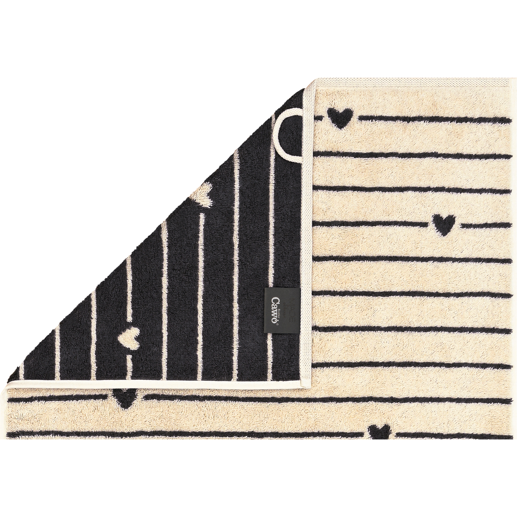 Cawö Handtücher Heart Beats Lines & Hearts 6276 basalt - 37