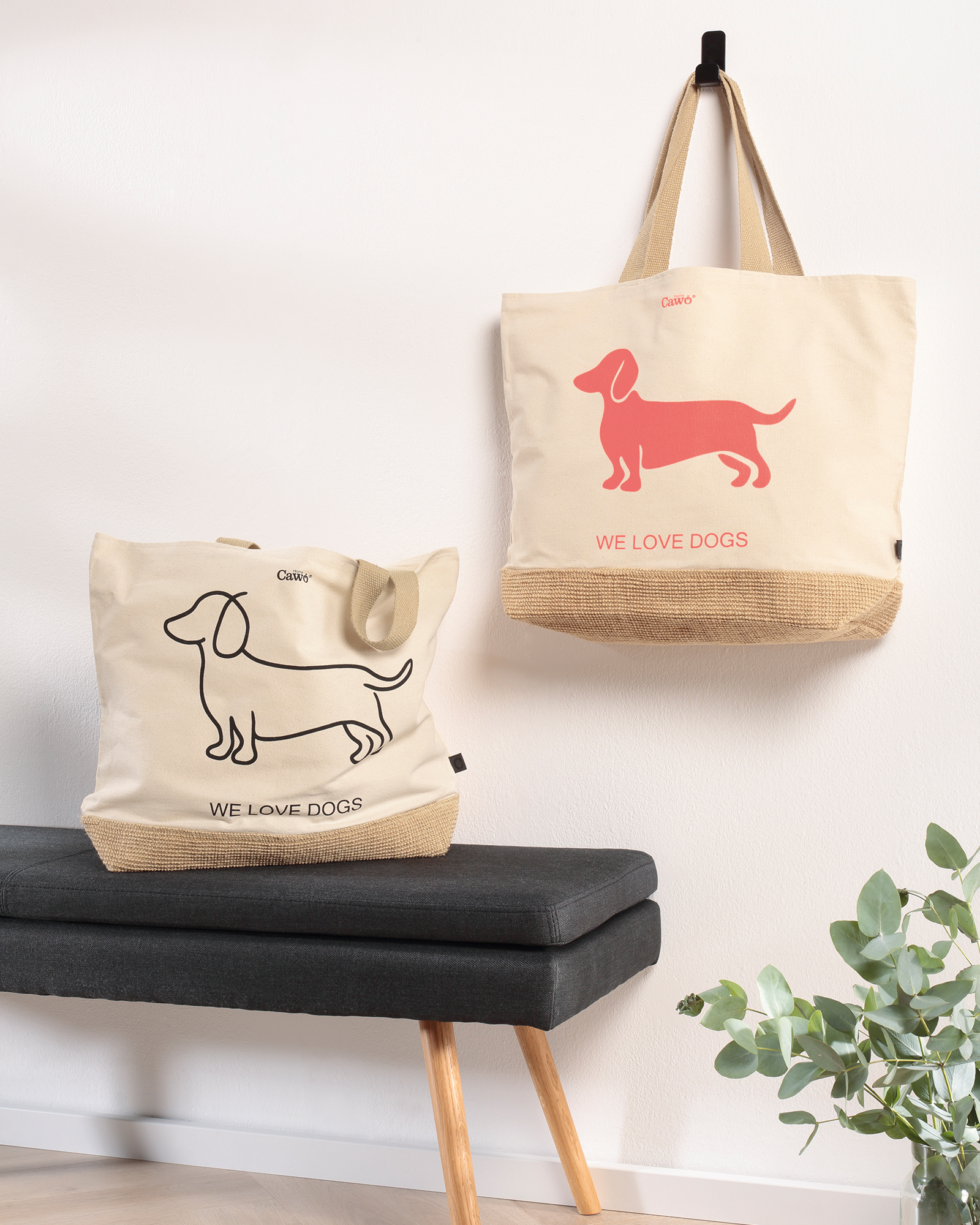 Cawö Home Geschirrtücher Cuisine WE LOVE DOGS Companion 6248 schwarz/beige - 93 - 50x70 cm