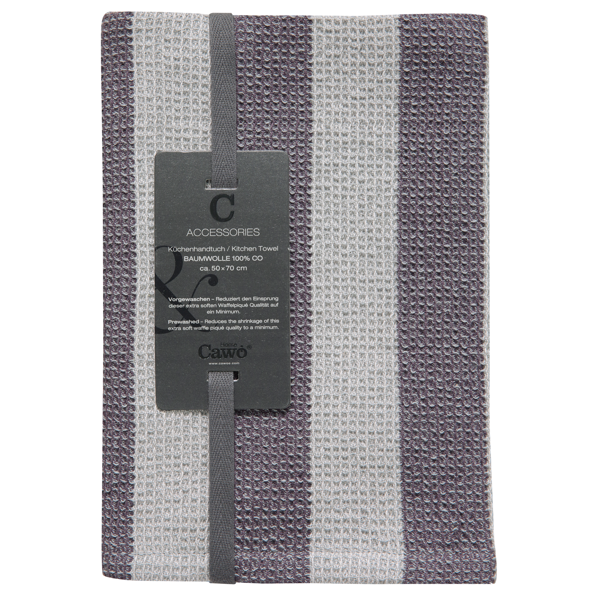 Cawö Küchenhandtücher Cuisine Piqué 536 plum/platin - 87 - 50x70 cm