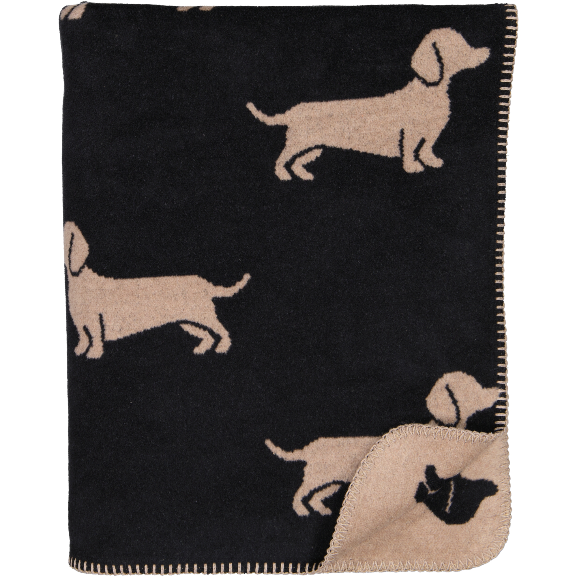 Cawö Wohndecken WE LOVE DOGS 62460 schwarz/beige - 93 - 150x200 cm