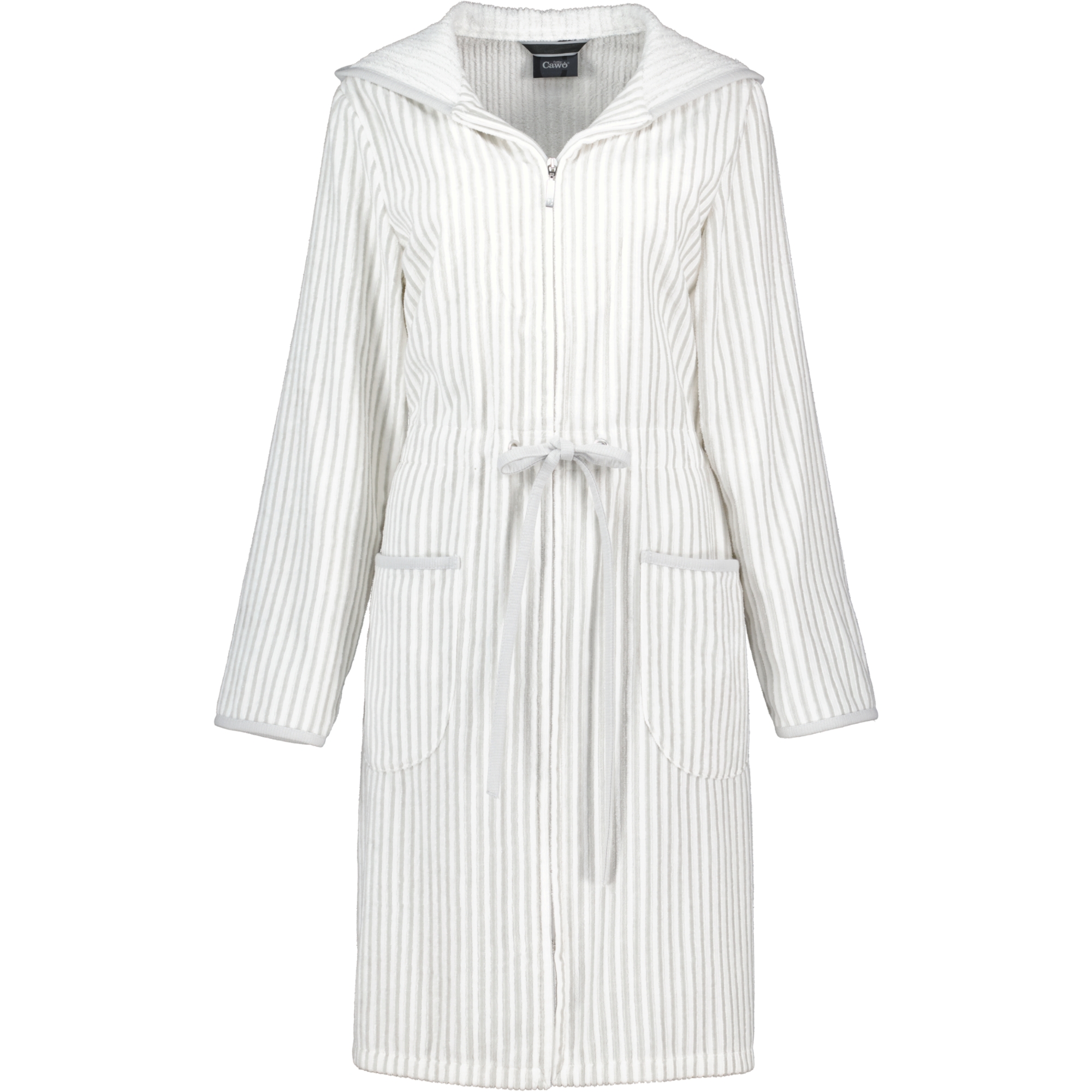 Cawö Bademäntel Damen Reißverschluss 6416 weiss-silber - 76