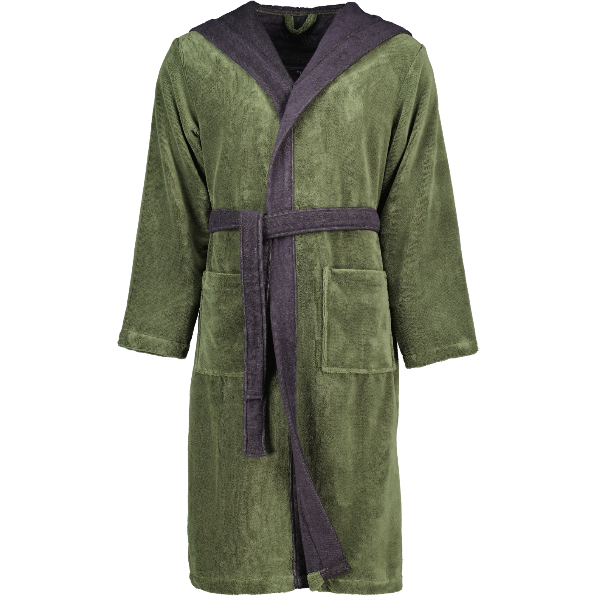 Vossen Bademäntel unisex Kapuze Poppy mud green/anthrazit - 0032 - L
