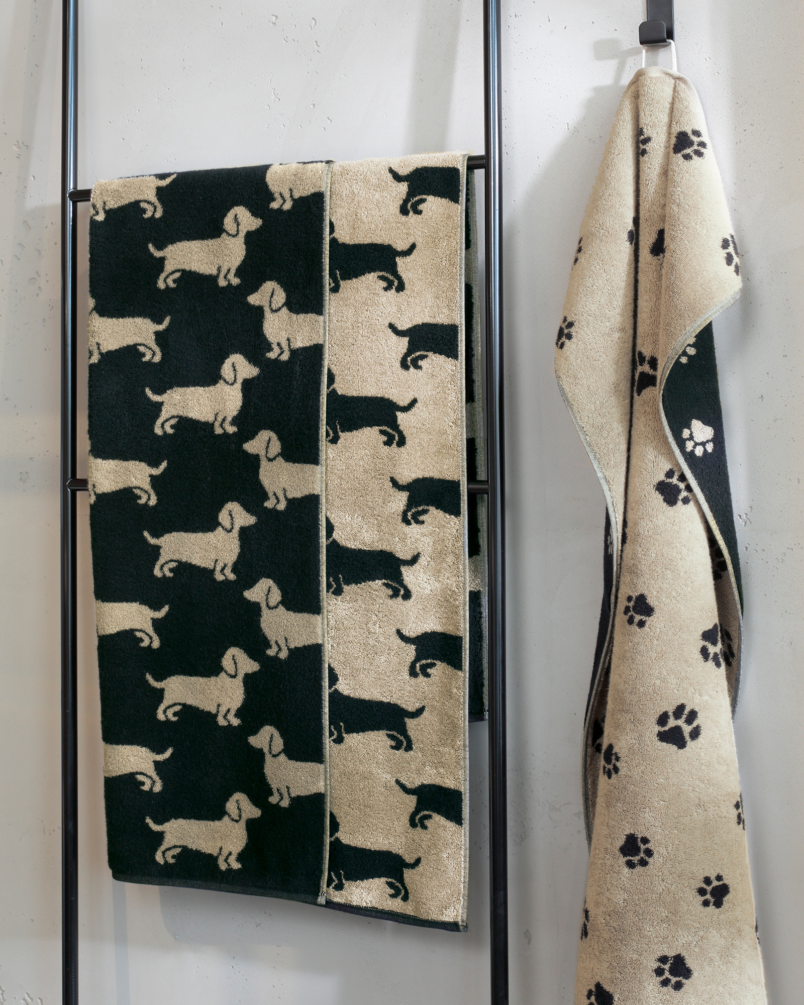 Cawö Home Geschirrtücher Cuisine WE LOVE DOGS 6246 schwarz/beige - 93 - 50x70 cm
