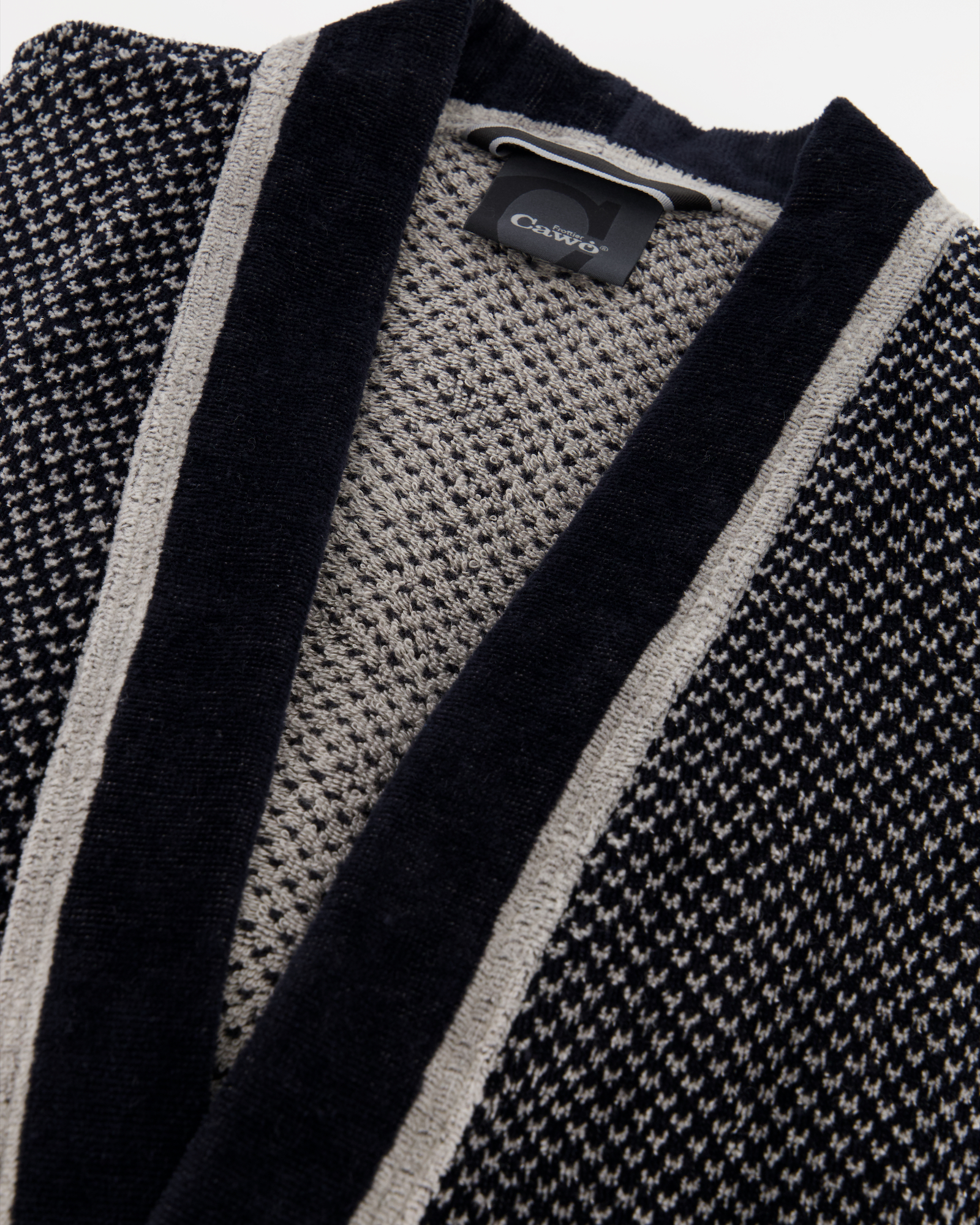 Cawö Bademäntel Herren Kimono 4839 silber-schwarz - 79