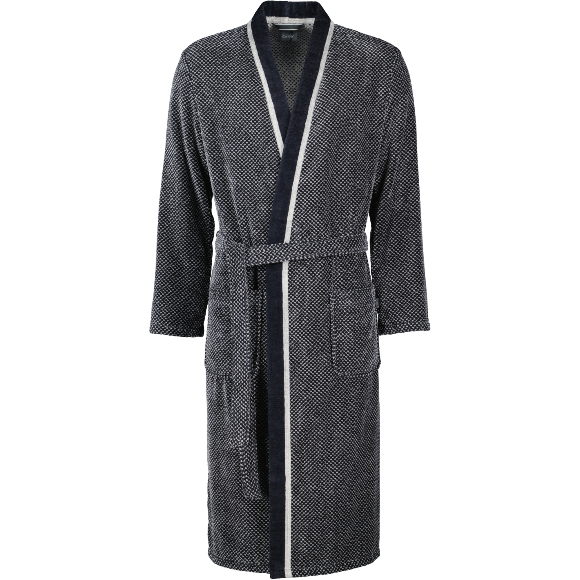 Cawö Bademäntel Herren Kimono 4839 silber-schwarz - 79