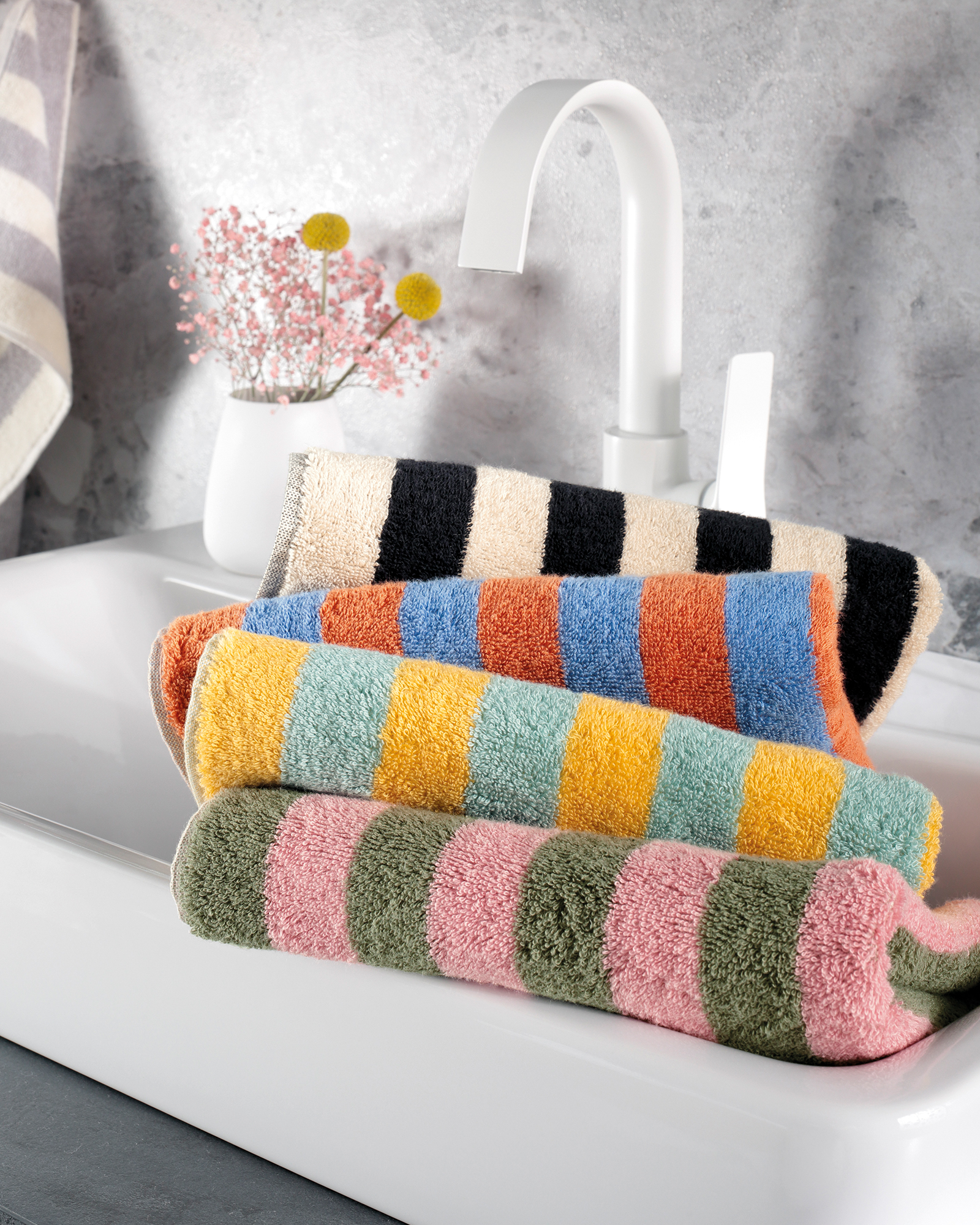 Cawö Handtücher Bold Streifen 6277 oliv/rosa - 42