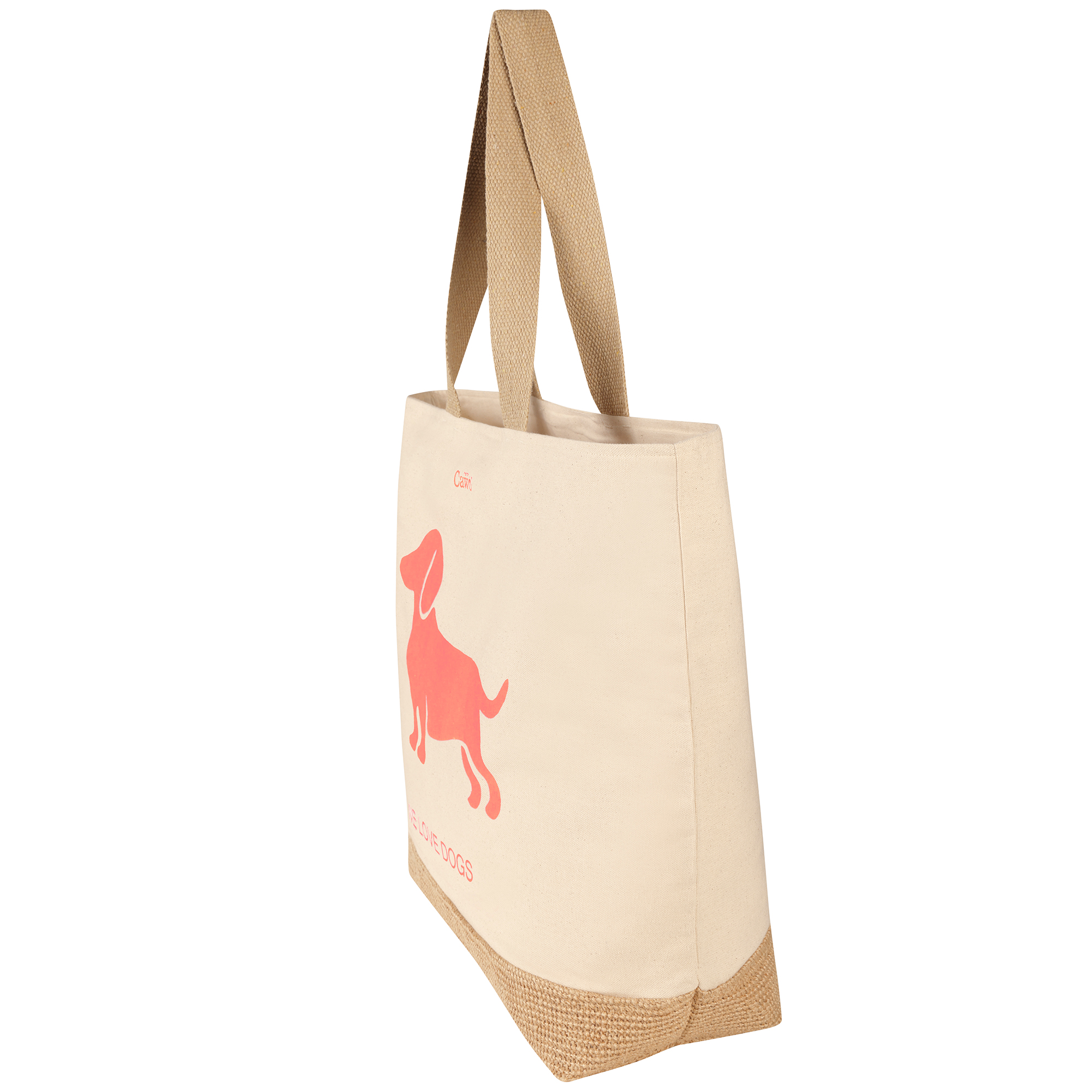 Cawö Home Beachbags WE LOVE DOGS Dogs 55702 natur/pink-orange - 32 - 40x55 cm
