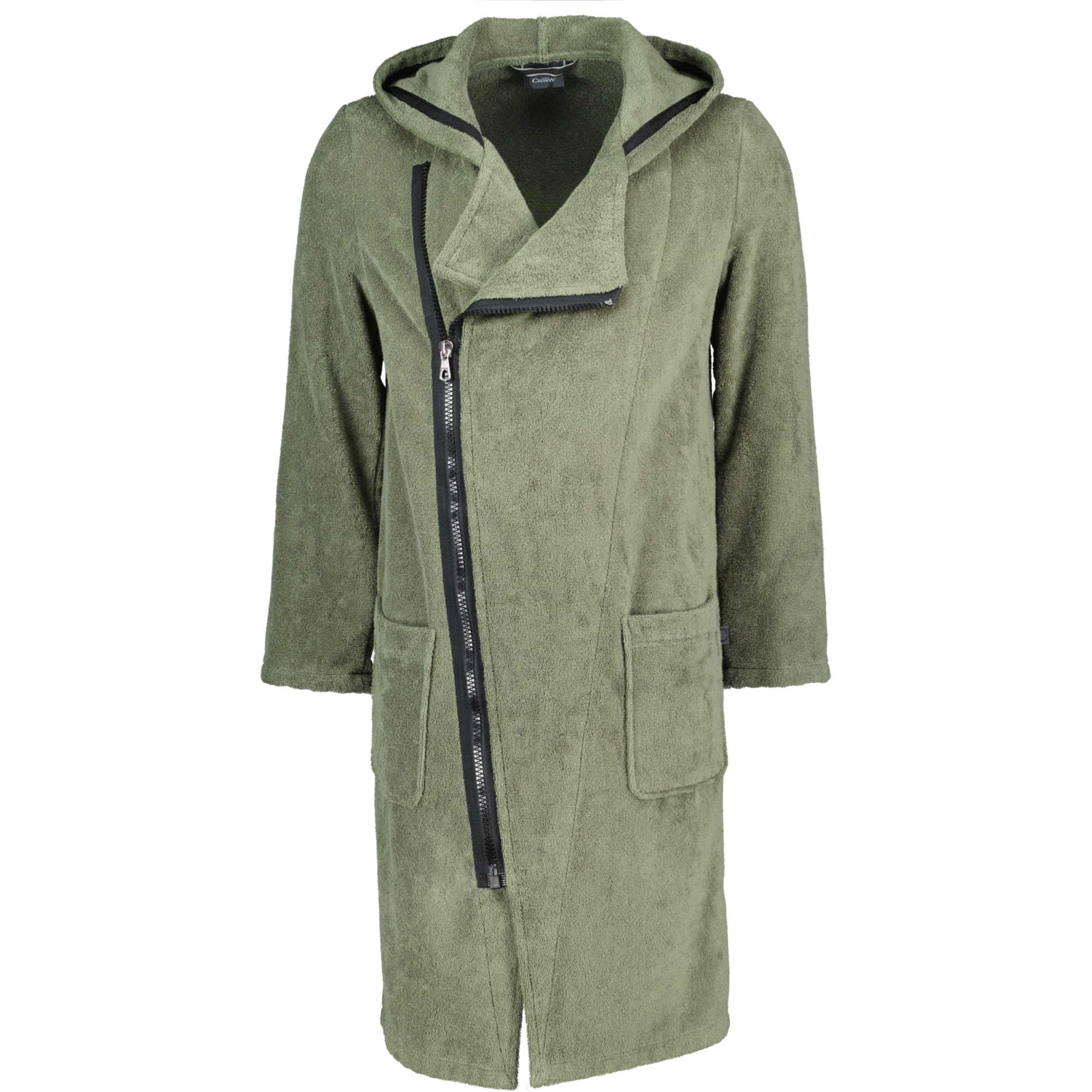 Cawö Bademäntel Herren Kapuze New Zipper 6516 field-schwarz - 453