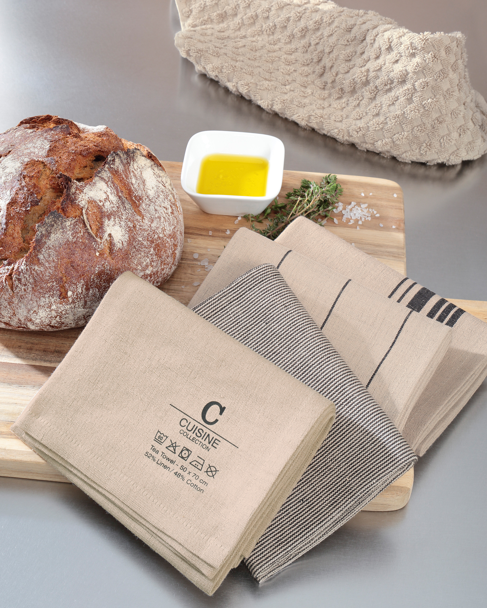 Cawö Home Geschirrtücher Cuisine Nature Uni 531 leinen - 30 - 50x70 cm