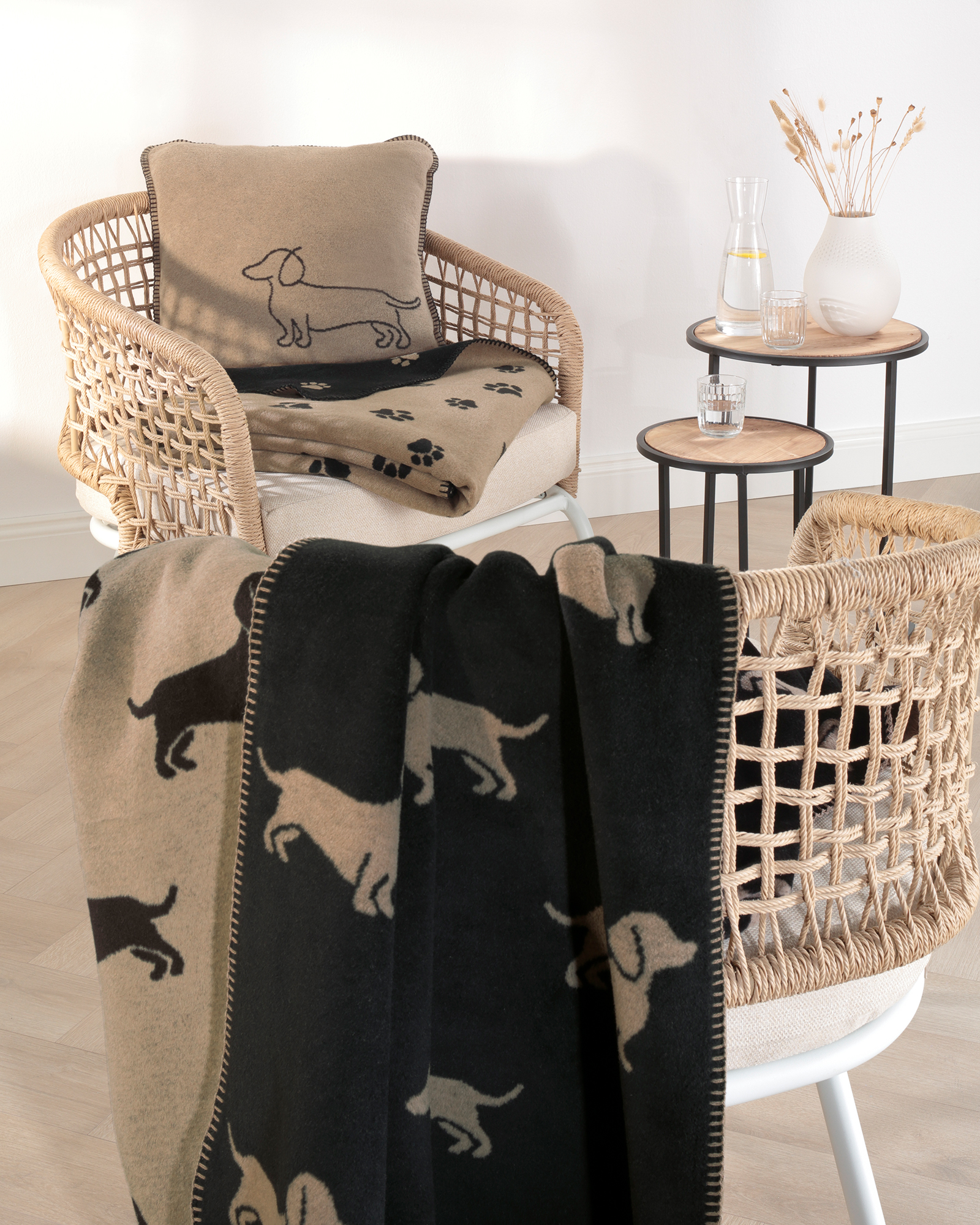 Cawö Badematten WE LOVE DOGS Paws 6247 schwarz/beige - 93 - 50x80 cm