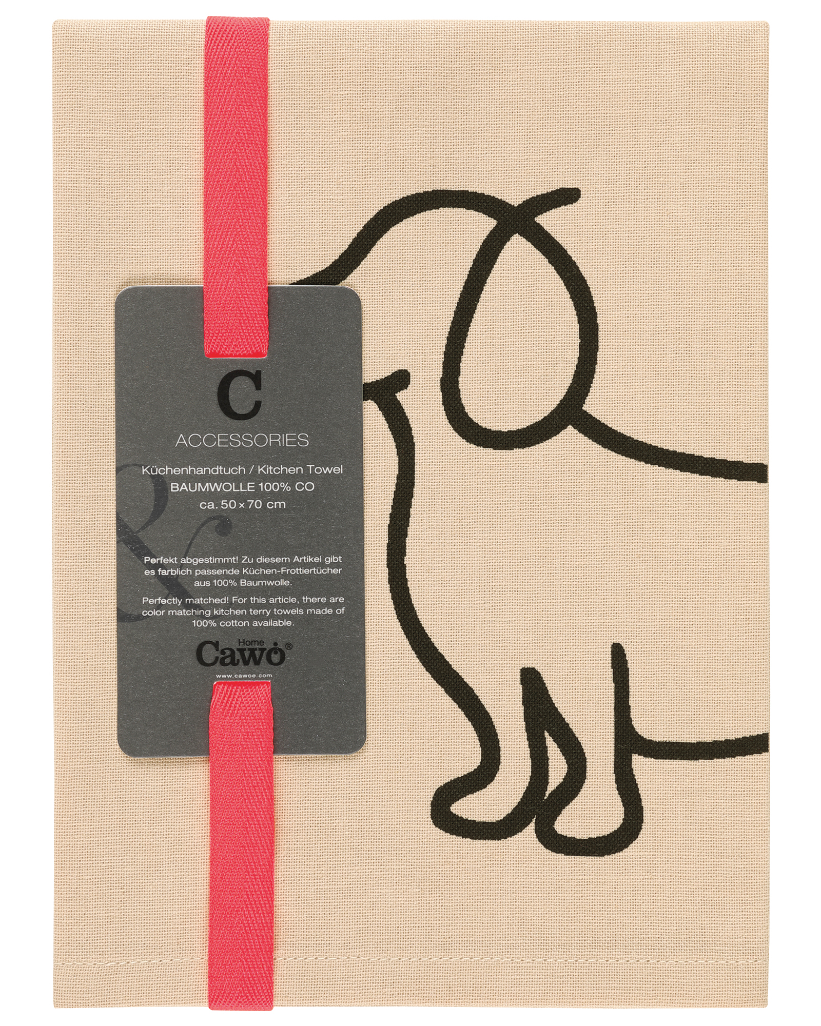 Cawö Home Geschirrtücher Cuisine WE LOVE DOGS Companion 6248 schwarz/beige - 93 - 50x70 cm