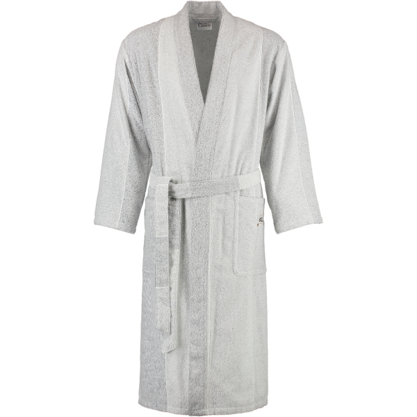 Cawö - Sauna - Bademantel Kimono 5005 - Farbe: silbergrau/weiß - 76 XL